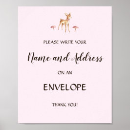 Wasserfarben Girl Deer Mushrooms Anrede eines Umsc Poster