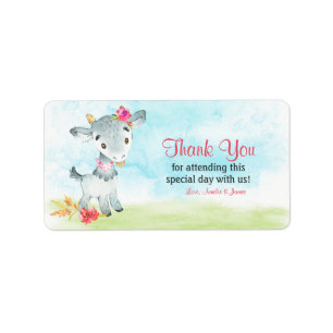 Wasserfarben Girl Goat Farm Vielen Dank Adressaufkleber