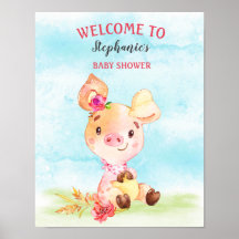 Wasserfarben Girl Piggy Baby Duschfarm