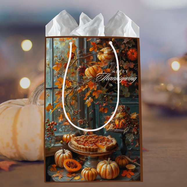 Wasserfarben glücklich Erntedankend Herbstleaves Mittlere Geschenktüte (Von Creator hochgeladen)