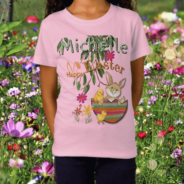 Wasserfarben glücklich Ostern Bunny Pink T-Shirt (Watercolor Happy Easter Bunny Pink T-Shirt)