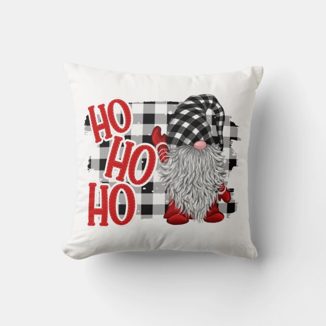 Wasserfarben Gnomes Christmas Buffalo Kariert Kissen (Vorderseite)