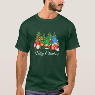 Wasserfarben Gnomes Frohe Weihnachten Grün T-Shirt