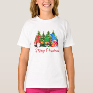 Wasserfarben Gnomes Red Frory Weihnachtsmädchen T-Shirt