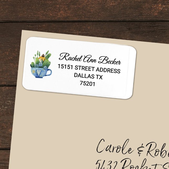 Wasserfarben-Goldflower im Teacup-Adressbuch Adressaufkleber (Von Creator hochgeladen)