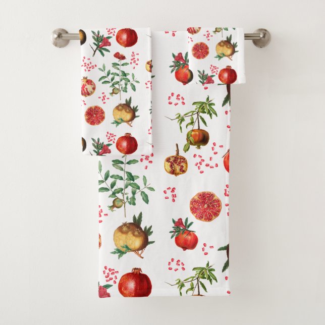 Wasserfarben Granatapfel Mittelmeerfruchtmuster Badhandtuch Set (Insitu)