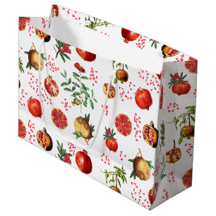 Wasserfarben Granatapfel Mittelmeerfruchtmuster Große Geschenktüte