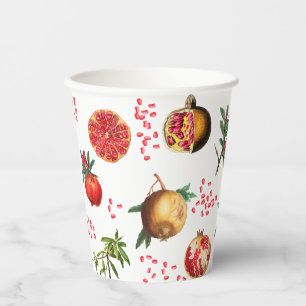 Wasserfarben Granatapfel Mittelmeerfruchtmuster Pappbecher
