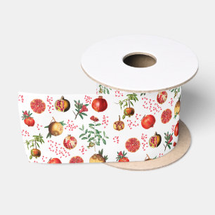 Wasserfarben Granatapfel Mittelmeerfruchtmuster Satinband