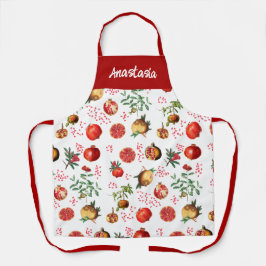 Wasserfarben Granatapfel Mittelmeerfruchtmuster Schürze