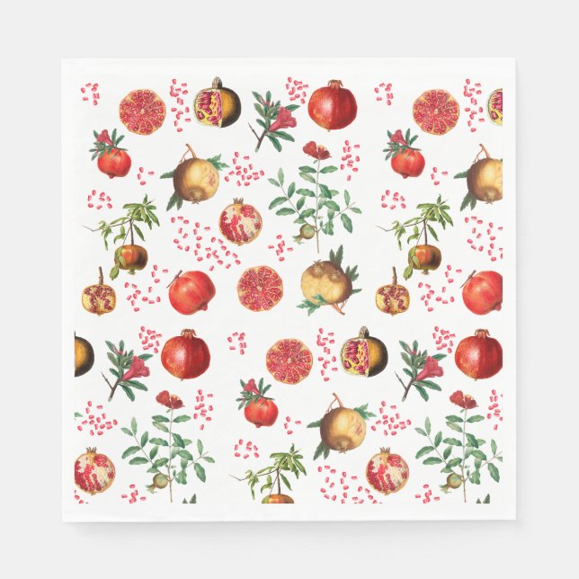 Wasserfarben Granatapfel Mittelmeerfruchtmuster Serviette (Vorderseite)