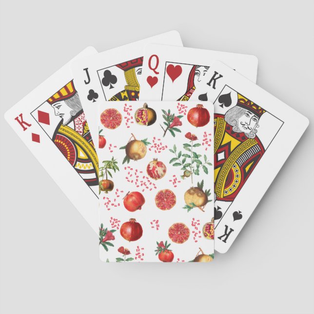 Wasserfarben Granatapfel Mittelmeerfruchtmuster Spielkarten (Rückseite)