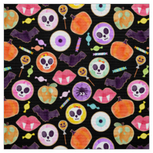 Wasserfarben Halloween Cookies Spooky Muster Stoff