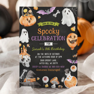 Wasserfarben Halloween Ein Geburtstag. Einladung