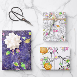 Wasserfarben Halloween-Leckereien Kürbiskröten Geschenkpapier Set