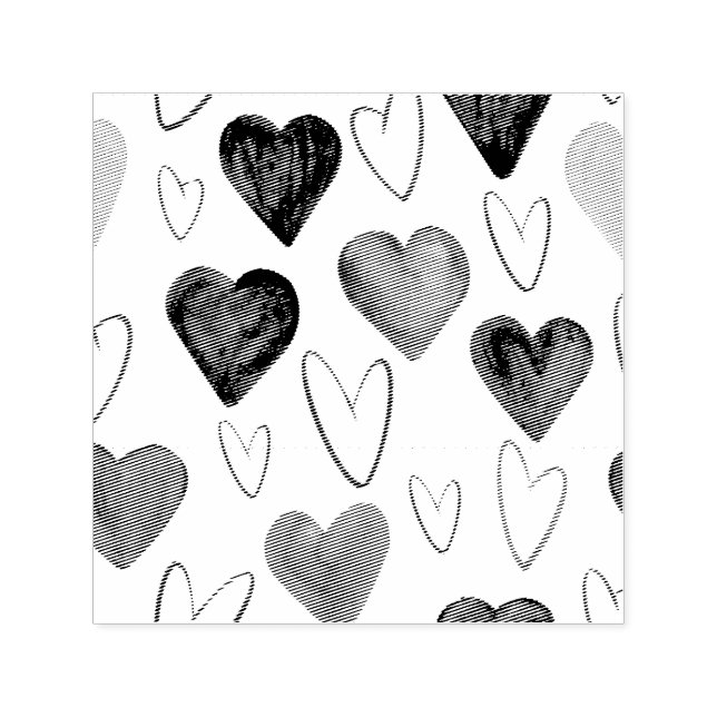 Wasserfarben Hand Ausgezeichnete Linien Herz Skizz Permastempel (Design)