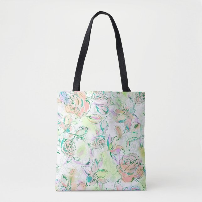 Wasserfarben Handfarbige Rose Tasche (Vorderseite)