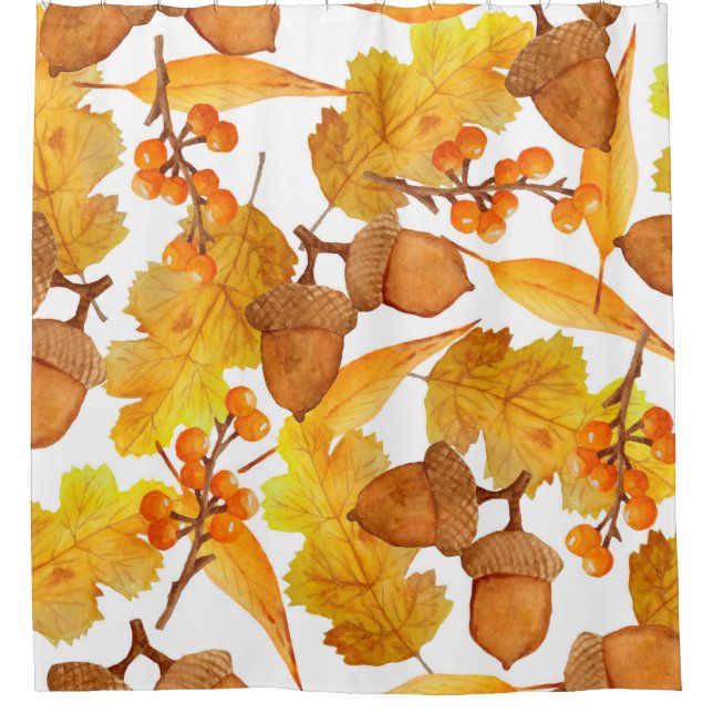 Wasserfarben, handgezeichnet, nahtlos, Herbst f Duschvorhang (Vorderseite)