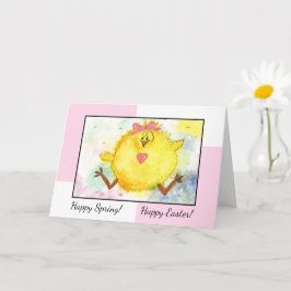 Wasserfarben-Happy-Kick-Osterkarte Karte