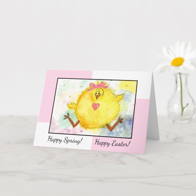 Wasserfarben-Happy-Kick-Osterkarte Karte (Kleine Pflanze)