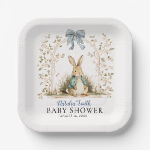 Wasserfarben-Hasen-Blumenbogen-Baby-Party Pappteller