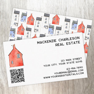 Wasserfarben Haus Art QR Code Real Anwesen Visitenkarte