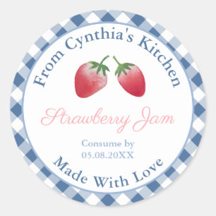 Wasserfarben, hausgemachte Strawberry, Jam Labels Runder Aufkleber