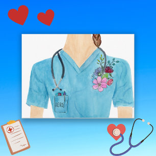 Wasserfarben-Heldin-Krankenschwester Postkarte