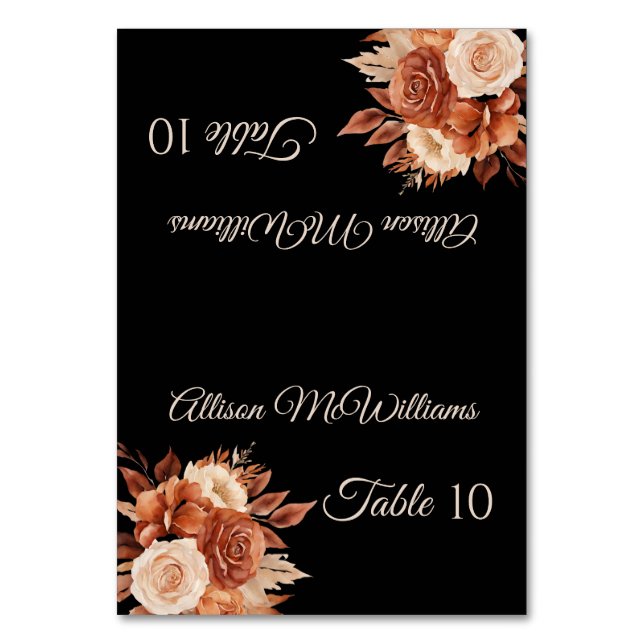 Wasserfarben Herbst Elegance - Tischnummer (Vorderseite)