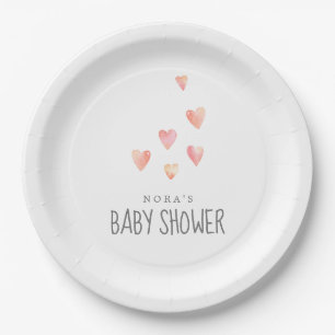 Wasserfarben-Herz-Girl-Babydusche Papierplatte Pappteller