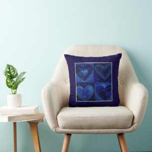 Wasserfarben Herz Navy Royal Blue Heart Art Kissen