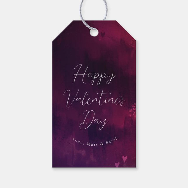 Wasserfarben Herz Valentine Gefallen oder Geschenk Geschenkanhänger (Vorderseite)