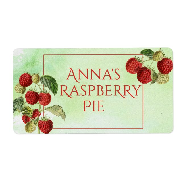Wasserfarben-Himbeeren-Lebensmittelkennzeichnung (Vorne)