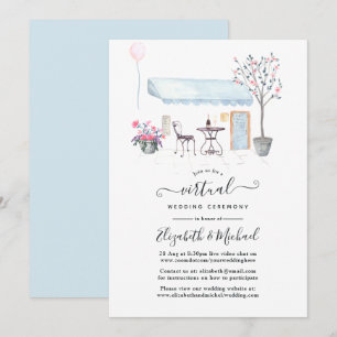 Wasserfarben Hochzeit in Paris Online Einladung