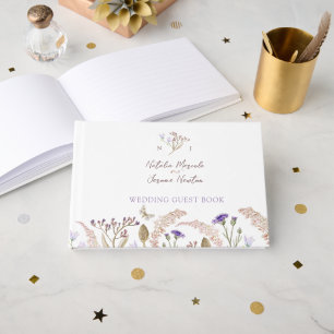 Wasserfarben-Hochzeit mit Wildblumen im Herbst Gästebuch