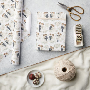 Wasserfarben-Hochzeit Romantische Braut Bräutigam  Geschenkpapier