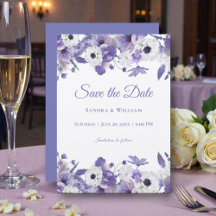 Wasserfarben-Hochzeit Veilchen-Blumen Save-the-Dat