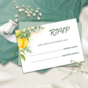 Wasserfarben-Hochzeitskarte mit Zitrone für die RS RSVP Karte