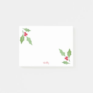 Wasserfarben-Holly-Sprig 2 Post-it Klebezettel