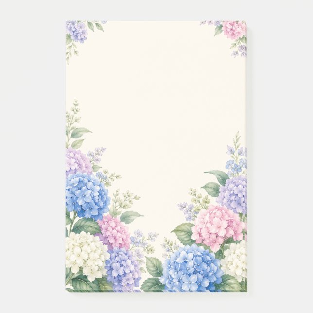 Wasserfarben-Hortensien-Garten  Post-it Klebezettel (Vorderseite)