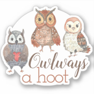 Wasserfarben-Hügel Owlways a Hoot Aufkleber