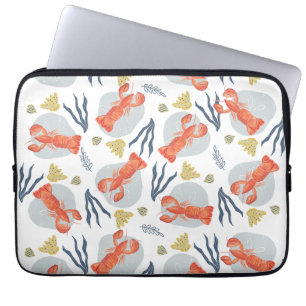 Wasserfarben-Hummer-Krebs-Tierstrand-Sanddollars Laptopschutzhülle