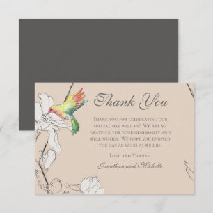 Wasserfarben Hummingbird Geodäsie Hochzeit Dankeskarte