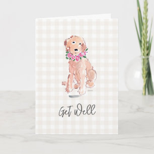 Wasserfarben Hunde Blume erhalten Brunnen Gingham  Karte
