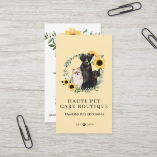 Wasserfarben Hunde Sonnenblumen Blumenkranz Pflege Visitenkarte
