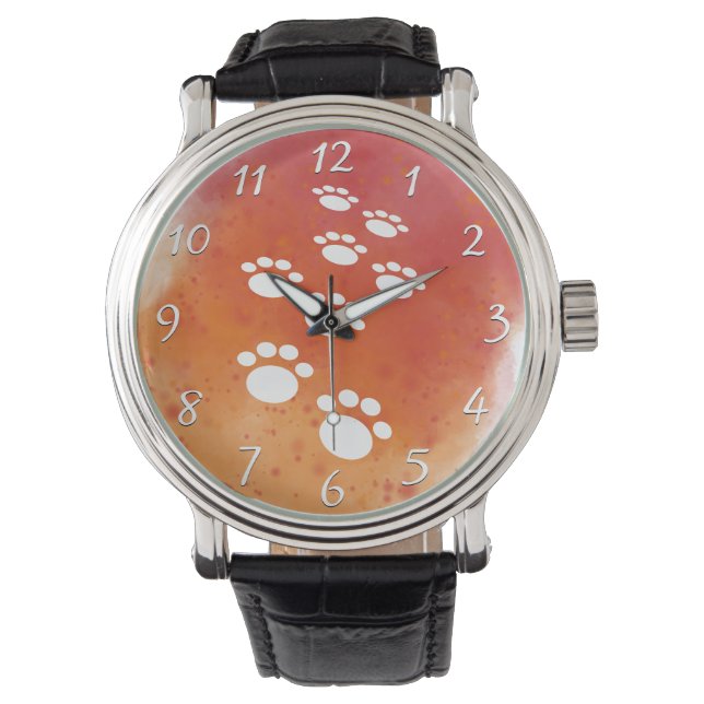 Wasserfarben-Hundspuren Armbanduhr (Vorderseite)