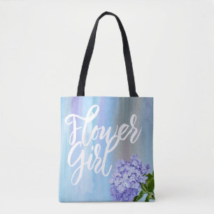 Wasserfarben-Hydrangea-Blumenmädchen mit dem Namen Tasche