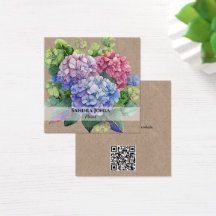 Wasserfarben-Hydrangea mit QR-Code-Visitenkarten