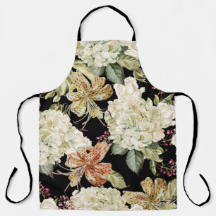 Wasserfarben-Hydrangeas-Lilien: Blumenmuster Schürze