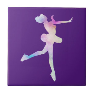 Wasserfarben Ice Skaten Girl Fliese